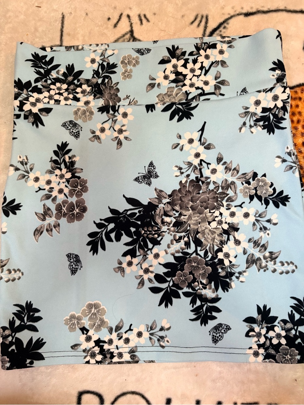 Floral Print Sky Blue Mini Skirt